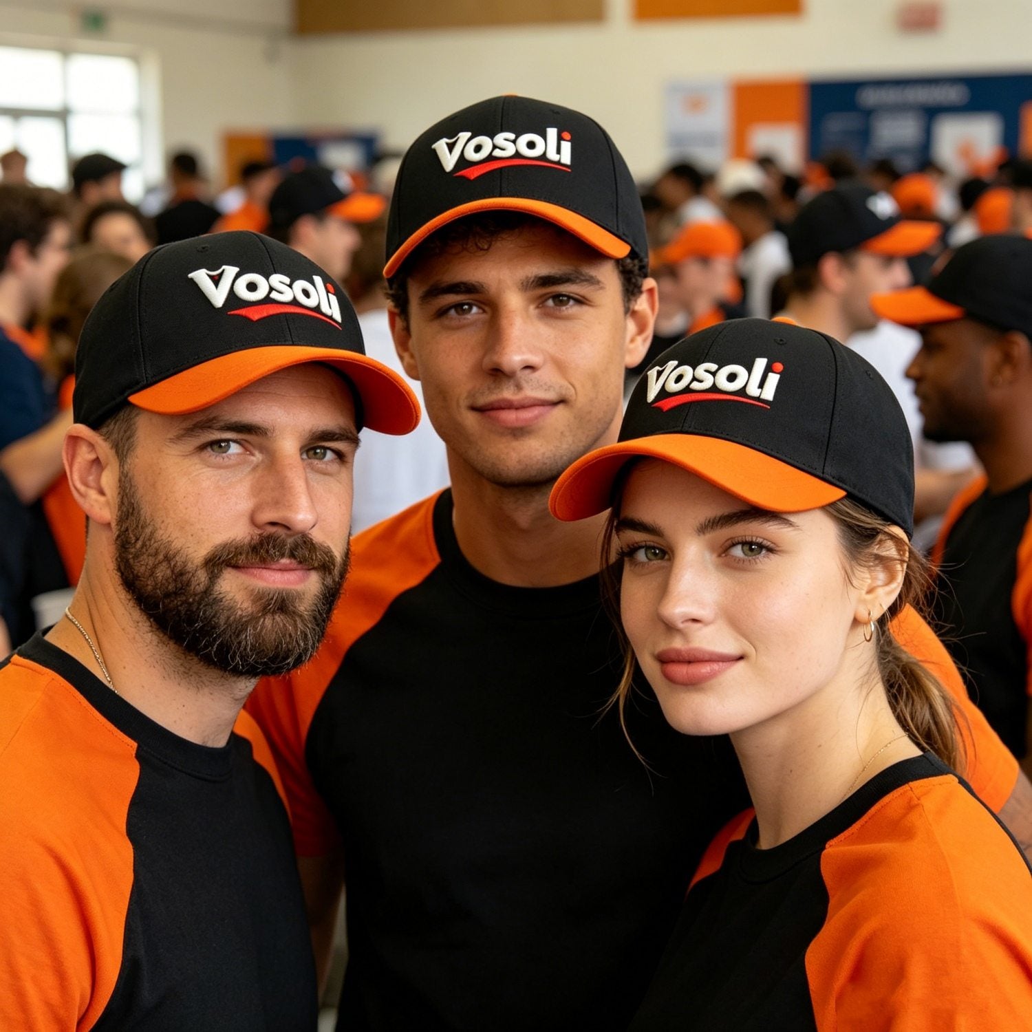 Custom Embroidered or Printed Black & Orange Color Block Baseball Cap | Personalized Sport Hat