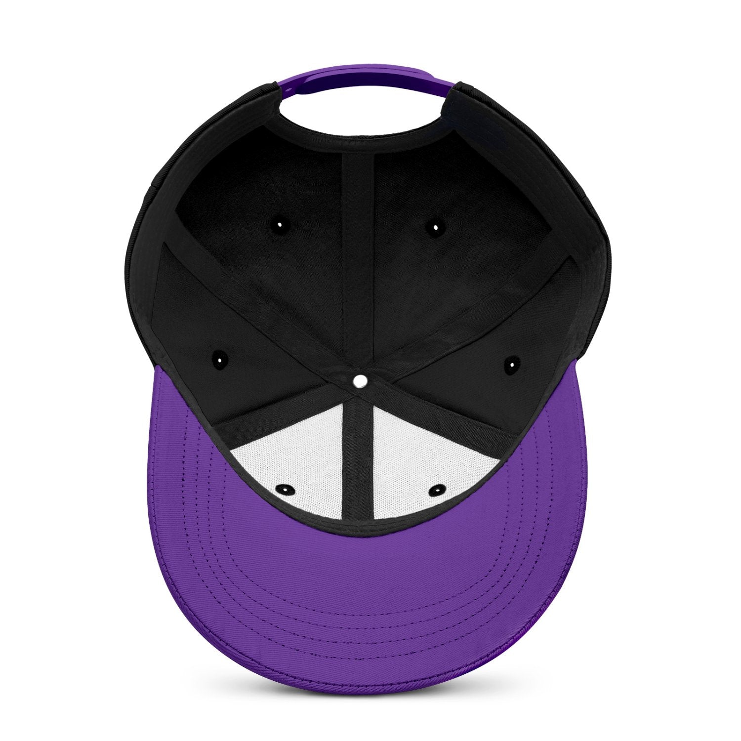 Custom Embroidered or Printed Black & Purple Color Block Baseball Cap | Personalized Sport Hat