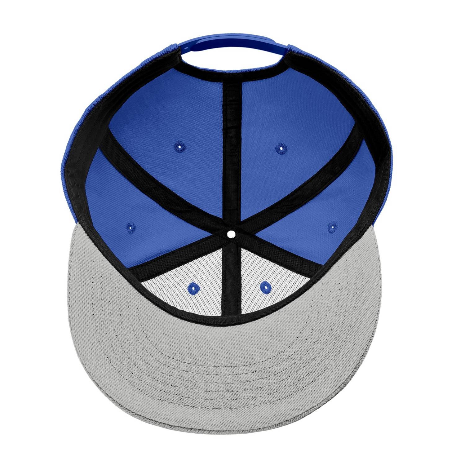 Custom Embroidered or Printed Blue & Light Grey Color-Block Flat-Brim Cap