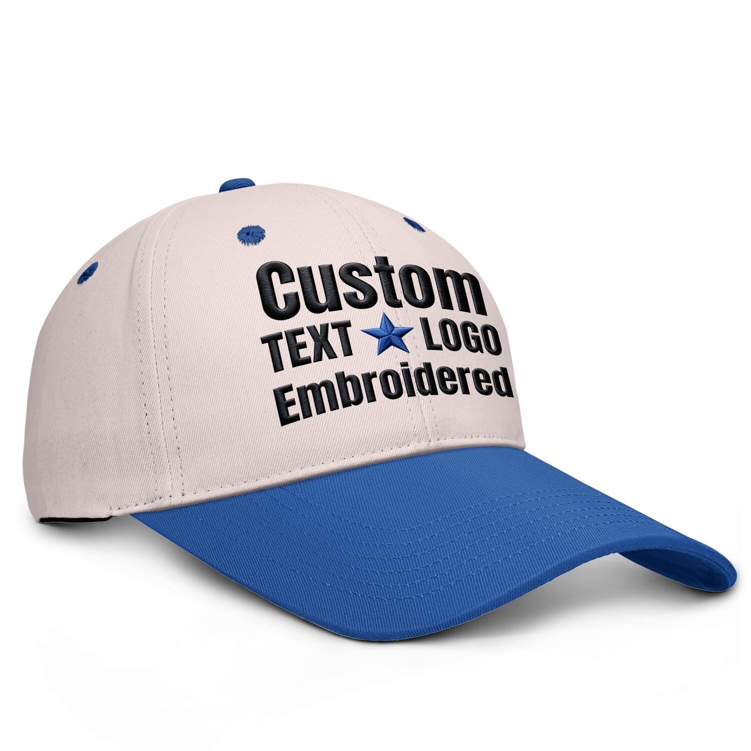 Custom Embroidered or Printed Blush & Blue Deep Brim Baseball Cap | Personalized Sport Hat