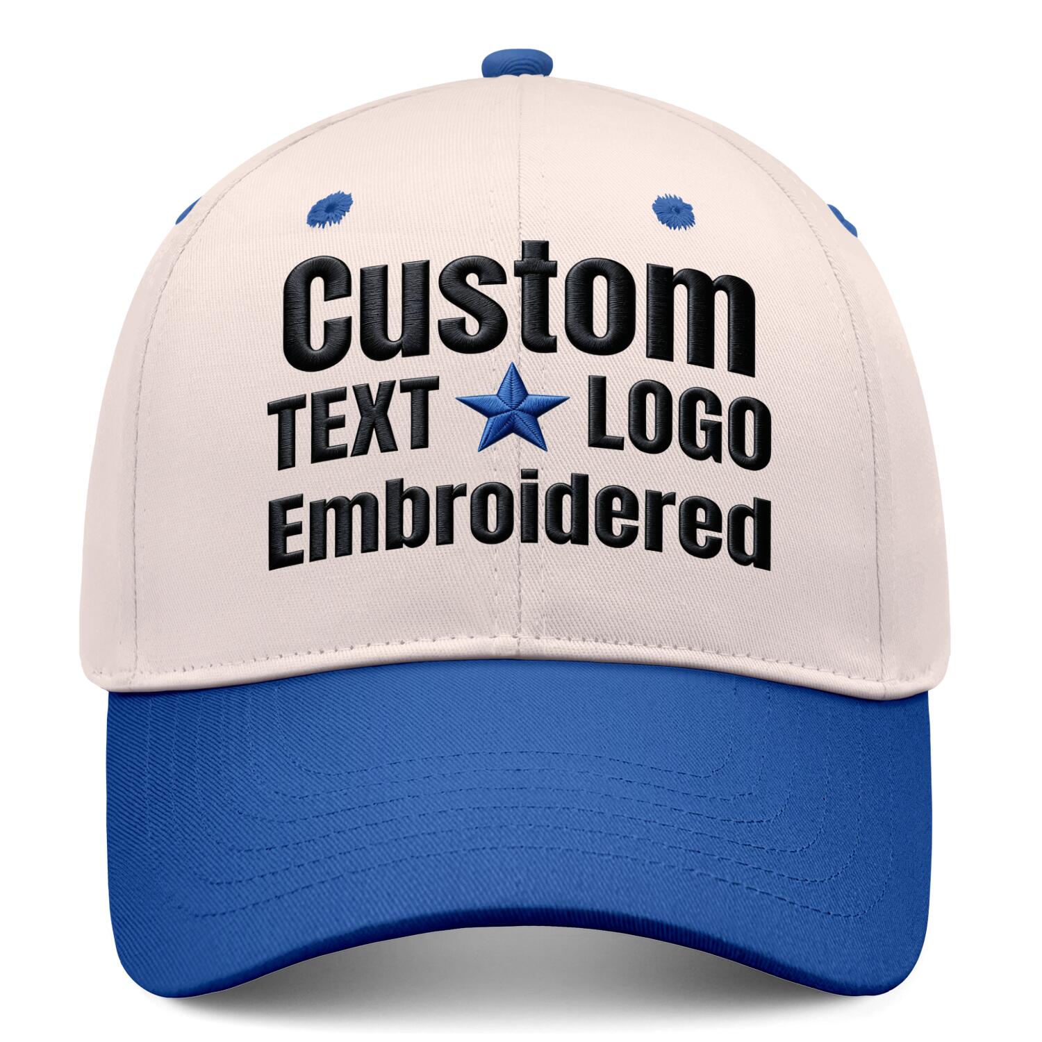 Custom Embroidered or Printed Blush & Blue Deep Brim Baseball Cap | Personalized Sport Hat