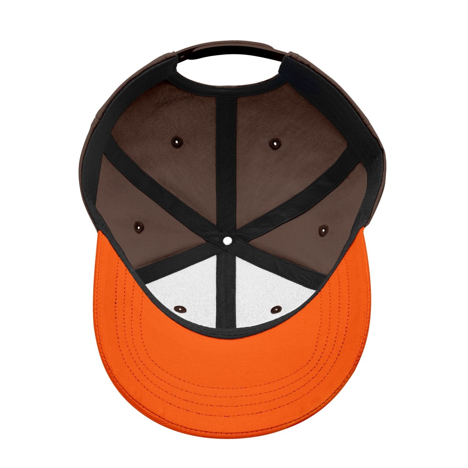 Custom Embroidered or Printed Brown & Orange Color Block Baseball Cap | Personalized Sport Hat