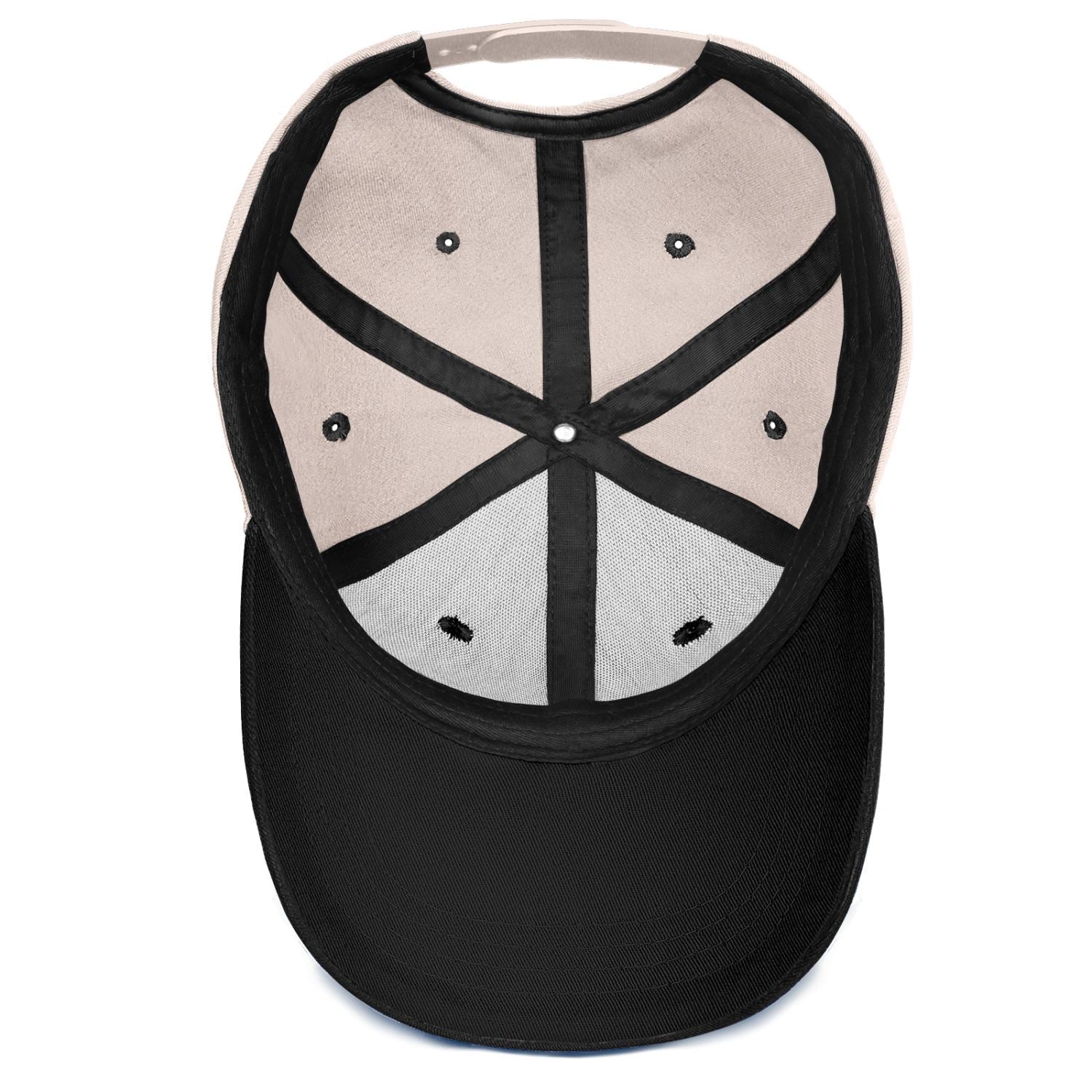 Custom Embroidered or Printed Cream & Black Color Block Baseball Cap | Personalized Sport Hat