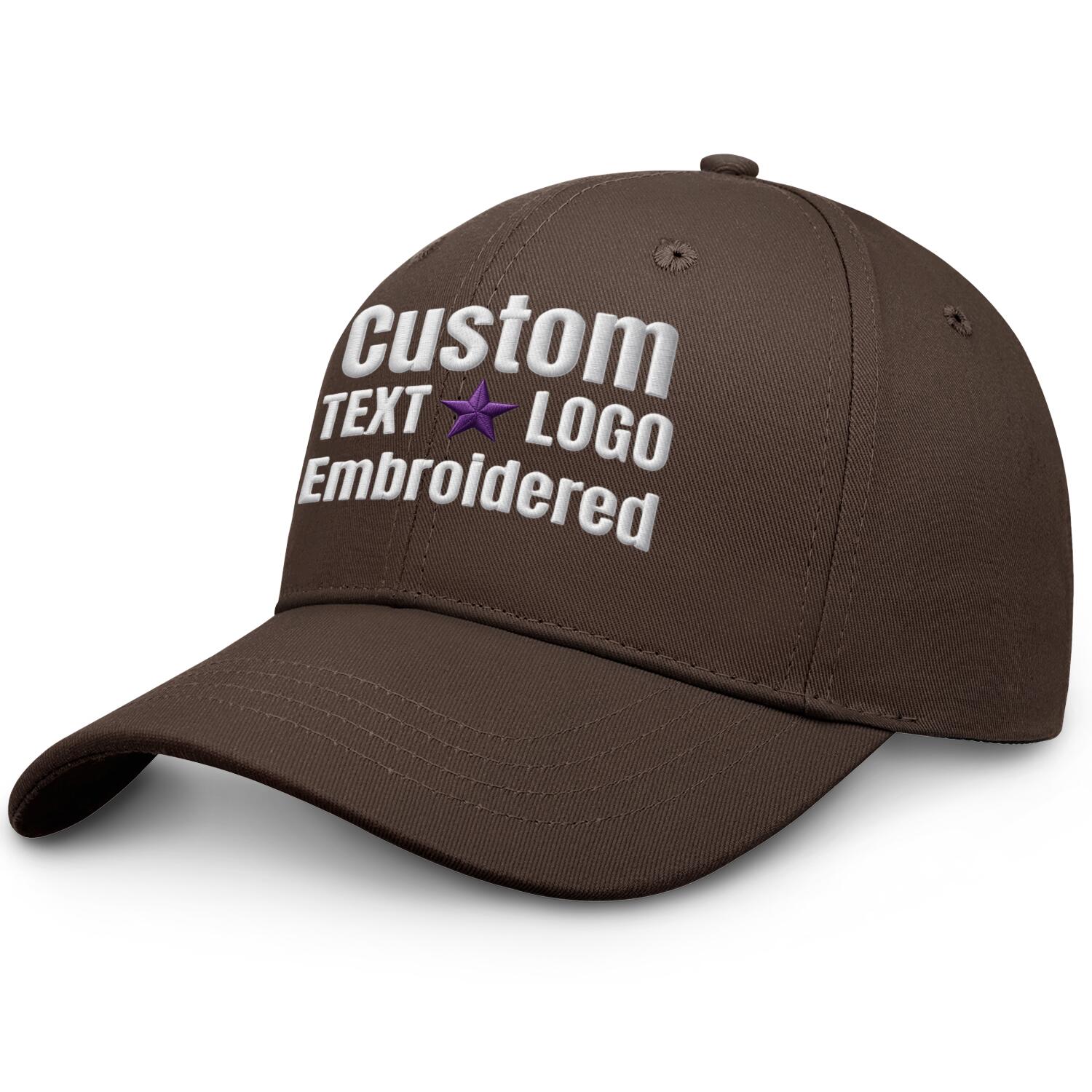 Custom Embroidered or Printed Deep Brown Baseball Cap | Personalized Sport Hat