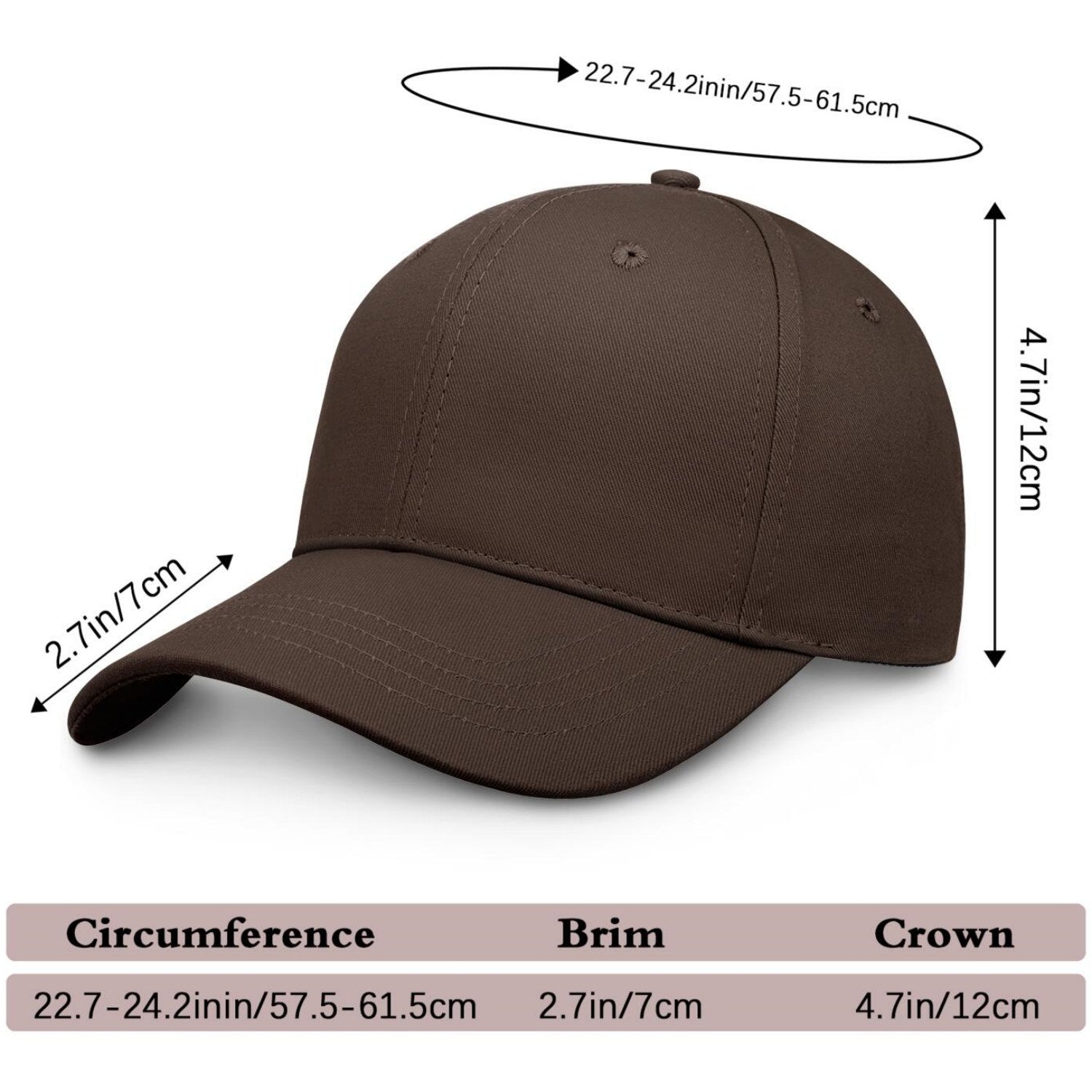 Custom Embroidered or Printed Deep Brown Baseball Cap | Personalized Sport Hat
