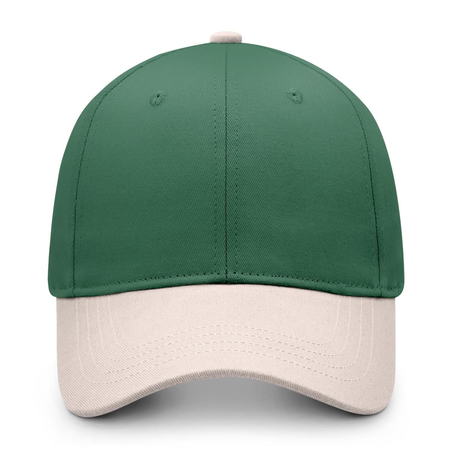 Custom Embroidered or Printed Forest Green & Cream Color Block Baseball Cap | Personalized Sport Hat