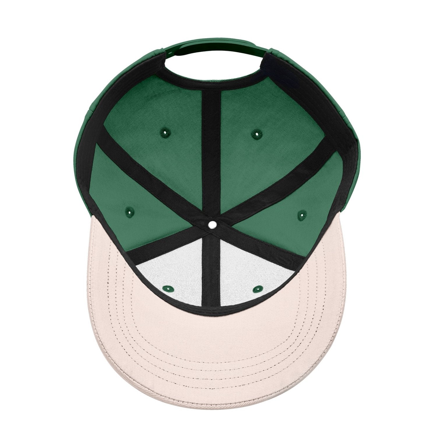 Custom Embroidered or Printed Forest Green & Cream Color Block Baseball Cap | Personalized Sport Hat