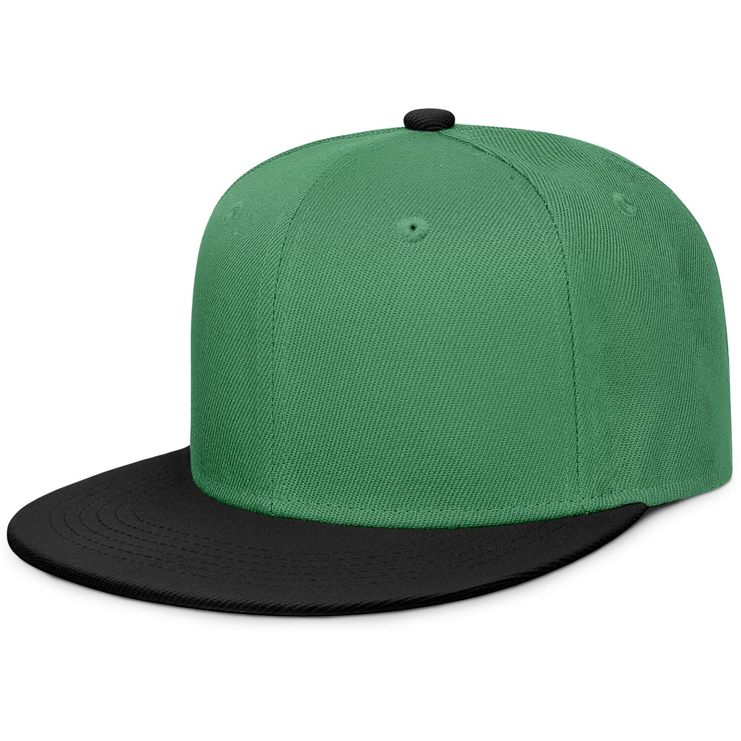 Vosoli Forest Green & Black Color-Block Flat-Brim Hat - Unisex Personal & Team Custom 3D Embroidery or Print Cap