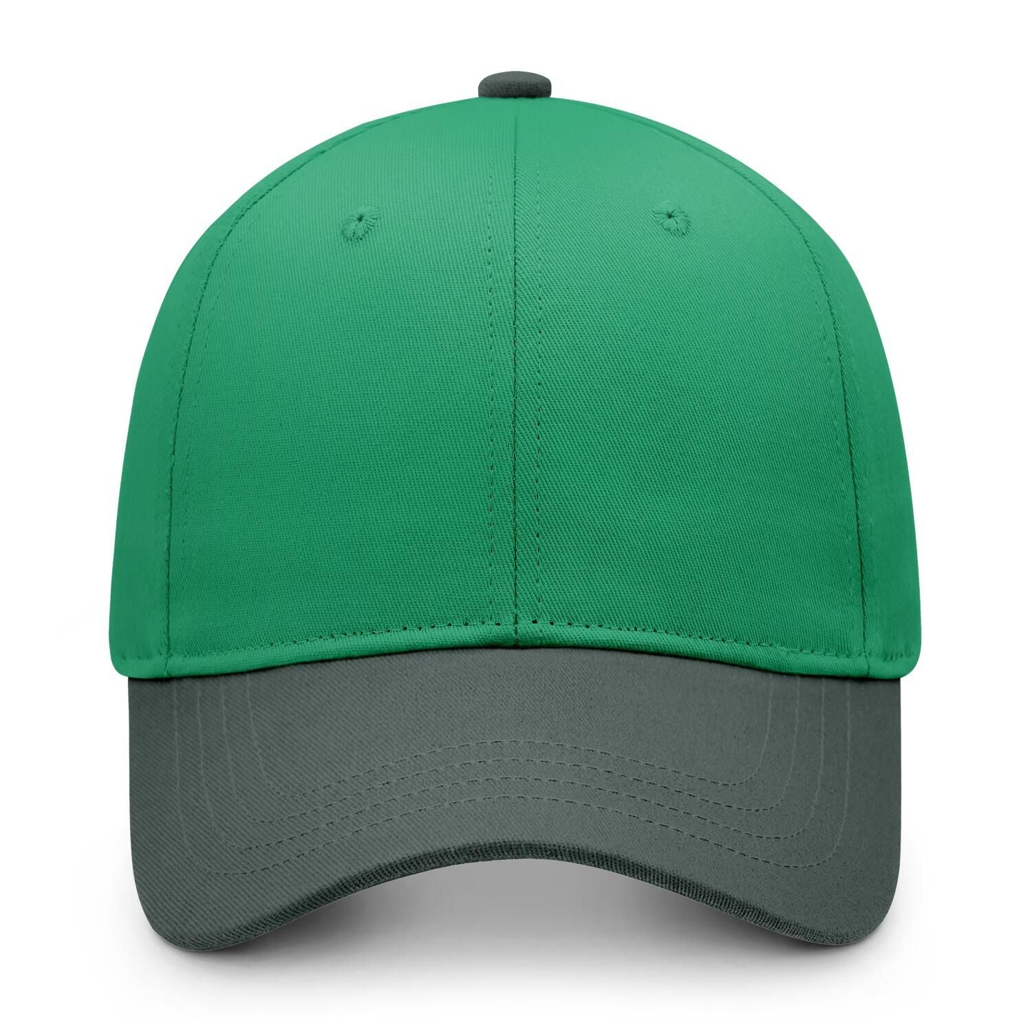 Custom Embroidered or Printed Green & Grey Color Block Baseball Cap | Personalized Sport Hat