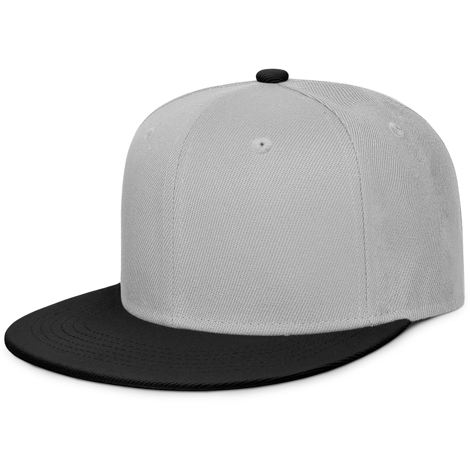 Vosoli Gray & Black Color-Block Flat-Brim Hat - Unisex Personal & Team Custom 3D Embroidery or Print Cap