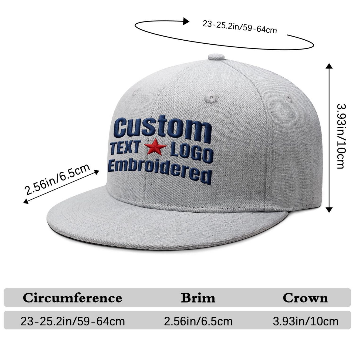 Custom Embroidered or Printed Heather Grey Flat-Brim Cap | Personalized Sport Hat