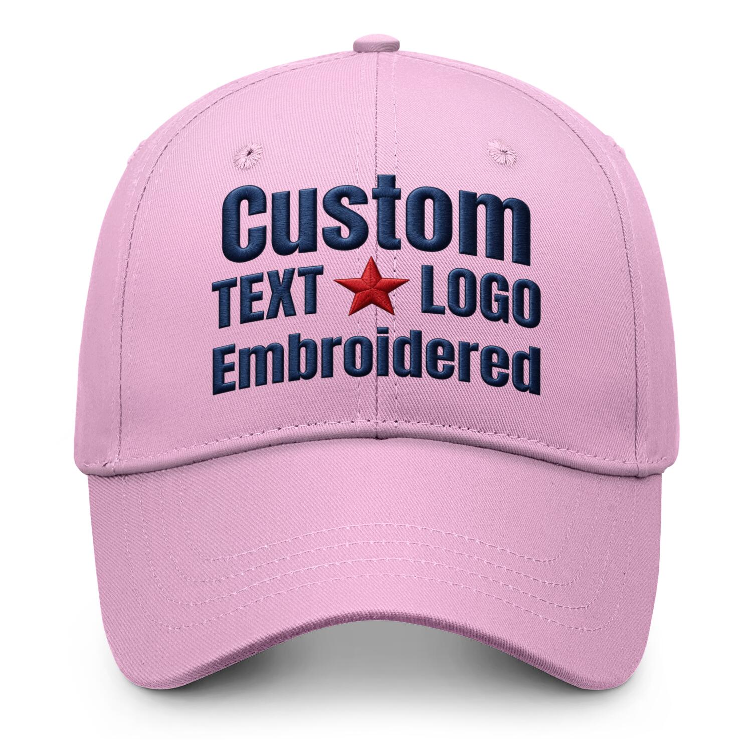 Custom embroidered or printed light pink baseball cap by Vosoli | Personalized text & logo | Structured fit