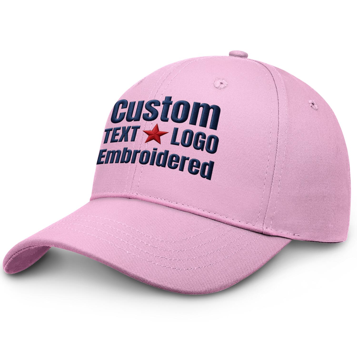 Custom Embroidered or Printed Light Pink Baseball Cap | Personalized Sport Hat