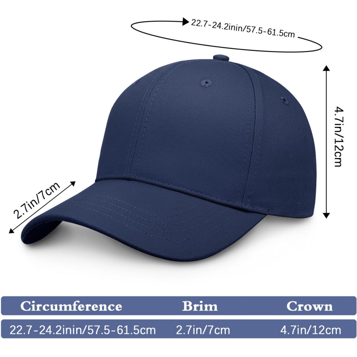 Custom Embroidered or Printed Navy Blue Baseball Cap | Personalized Sport Hat