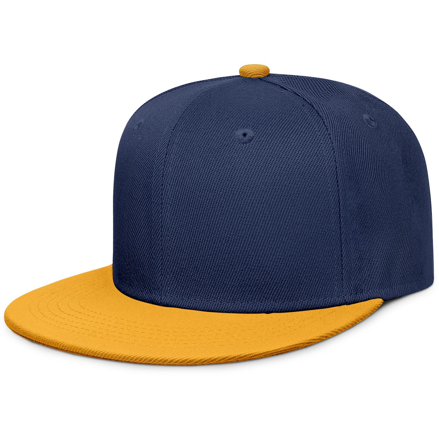 Vosoli Navy & Gold Color-Block Flat-Brim Hat - Unisex Personal & Team Custom 3D Embroidery or Print Cap