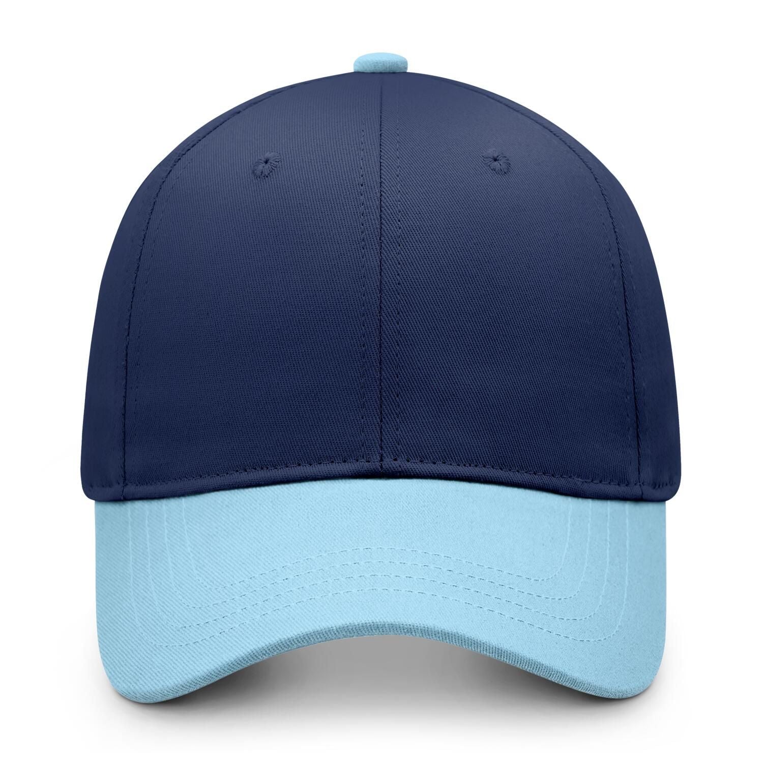 Custom Embroidered or Printed Navy Blue & Light Blue Color Block Baseball Cap | Personalized Sport Hat