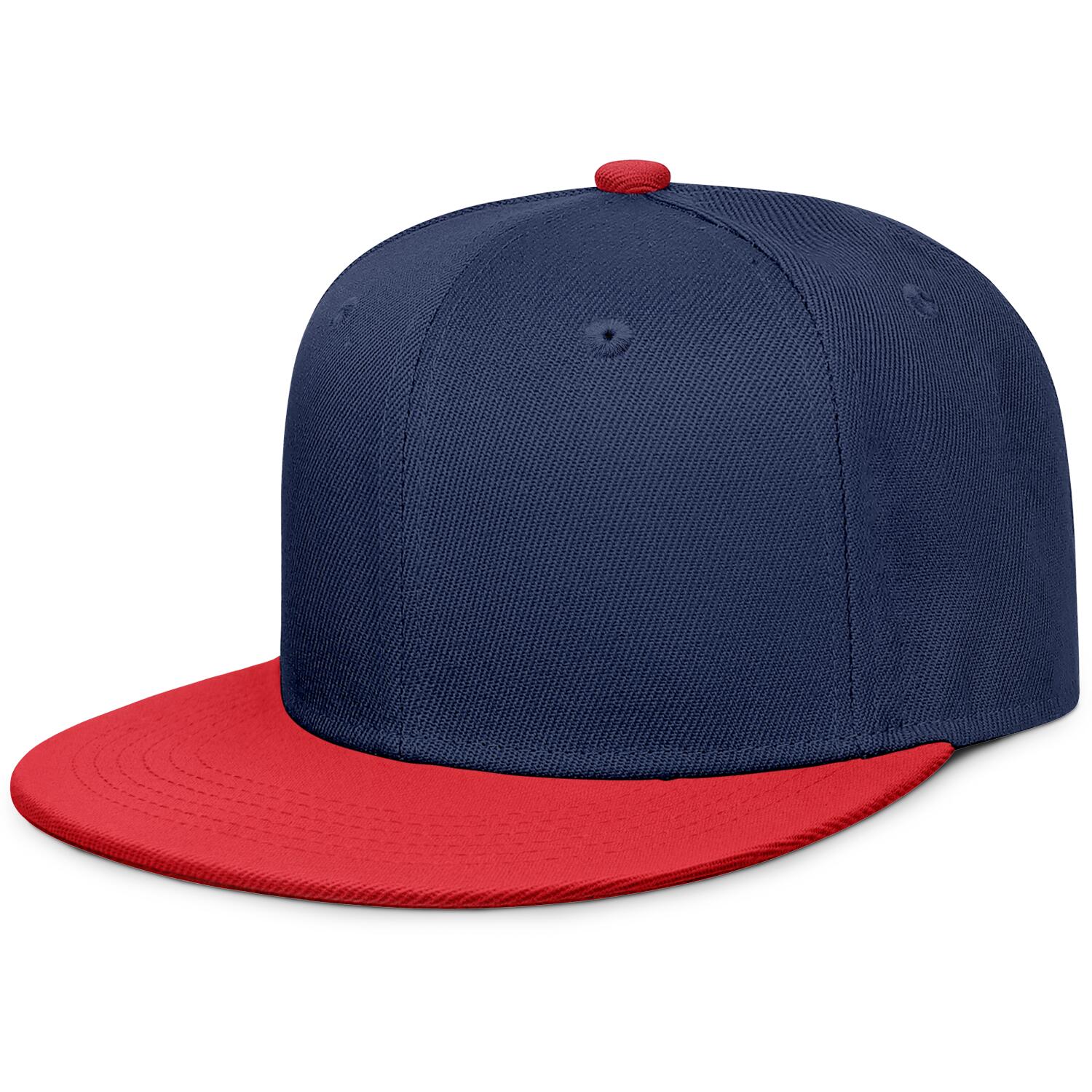 Vosoli Navy & Red Color-Block Flat-Brim Hat - Unisex Personal & Team Custom 3D Embroidery or Print Cap