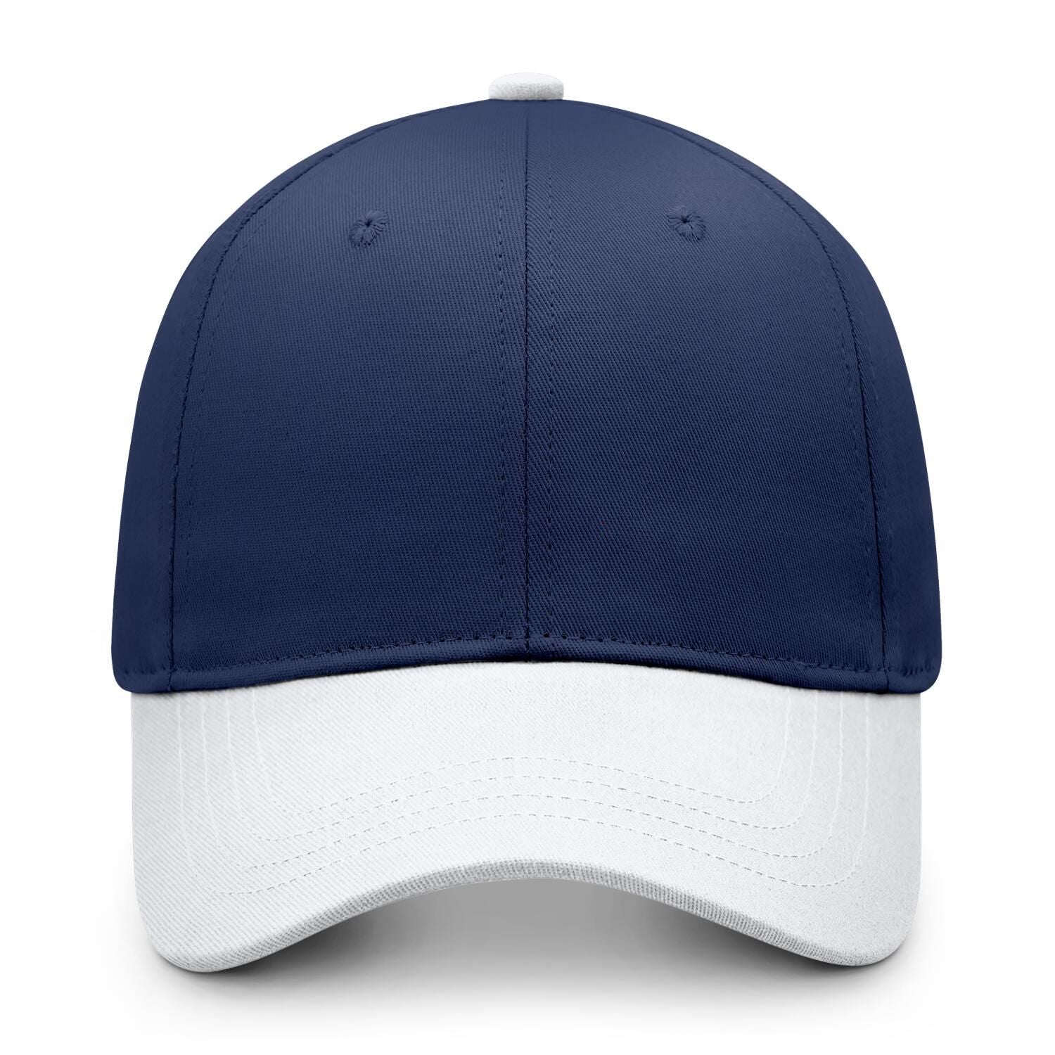 Custom Embroidered or Printed Navy Blue & White Color Block Baseball Cap | Personalized Sport Hat