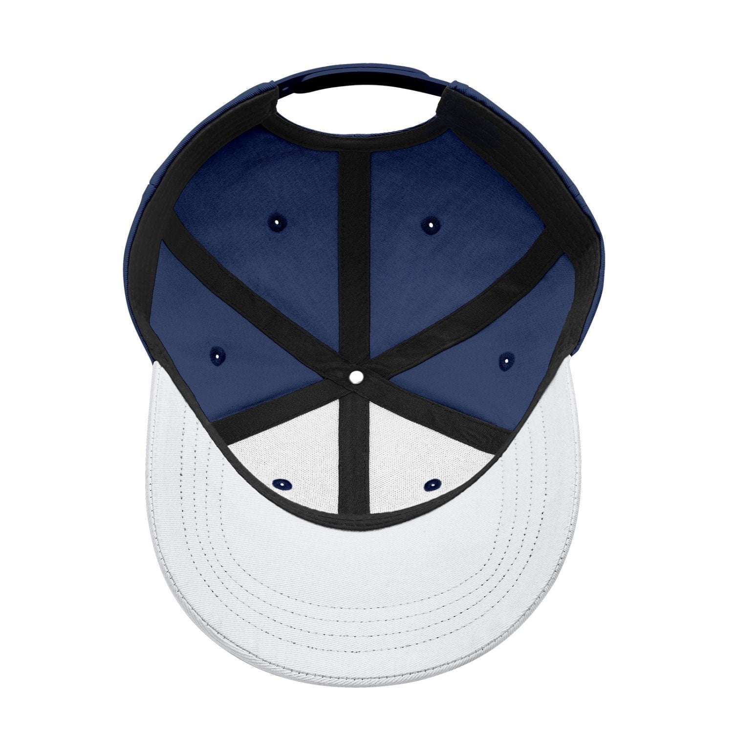 Custom Embroidered or Printed Navy Blue & White Color Block Baseball Cap | Personalized Sport Hat
