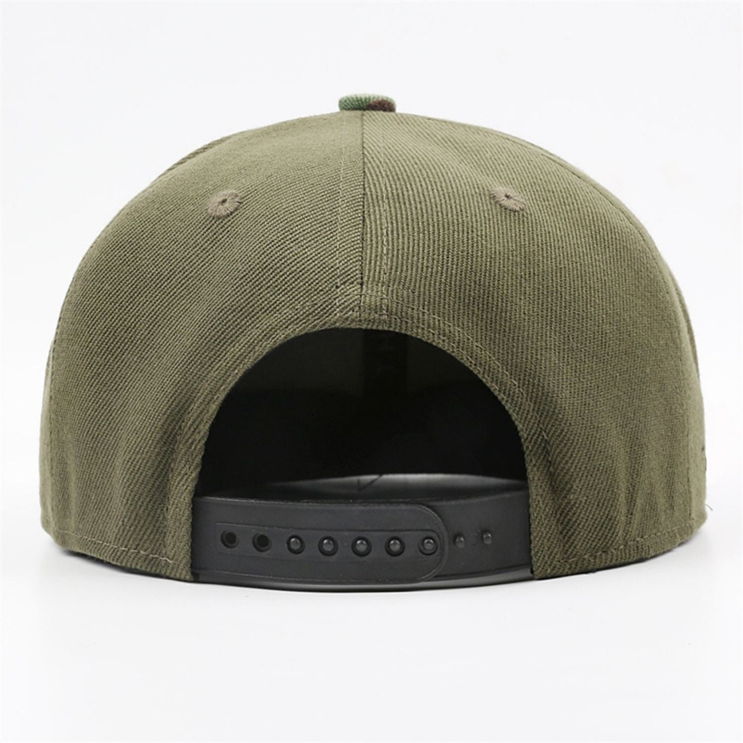 Custom Embroidered or Printed Olive & Camouflage Color-Block Flat-Brim Cap