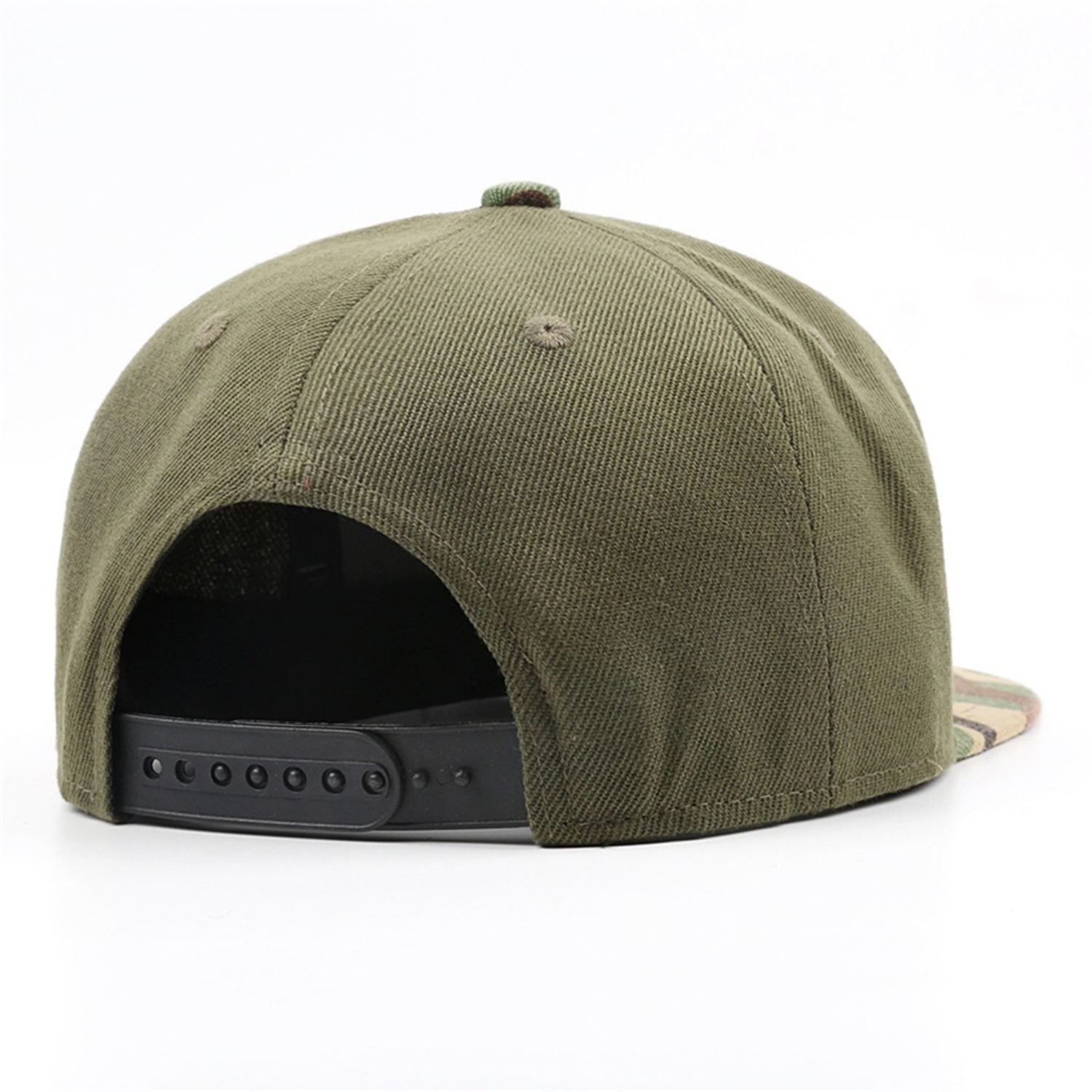 Custom Embroidered or Printed Olive & Camouflage Color-Block Flat-Brim Cap