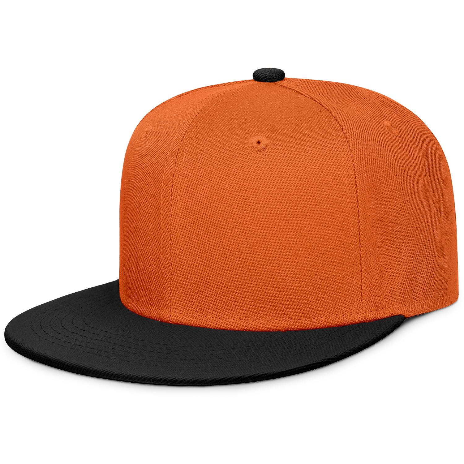 Vosoli Orange & Black Color-Block Flat-Brim Hat - Unisex Personal & Team Custom 3D Embroidery or Print Cap