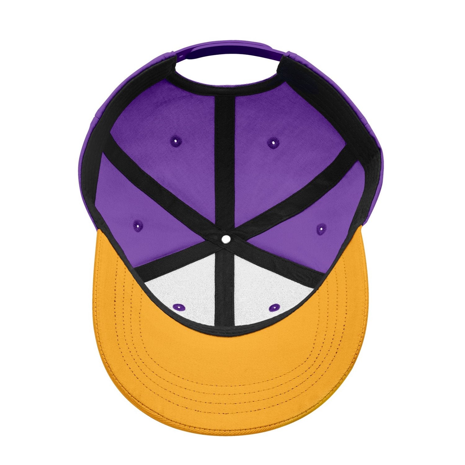 Custom Embroidered or Printed Purple & Gold Color Block Baseball Cap | Personalized Sport Hat