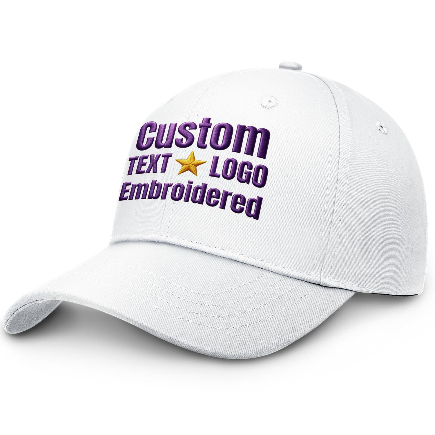Custom Embroidered or Printed White Baseball Cap | Personalized Sport Hat
