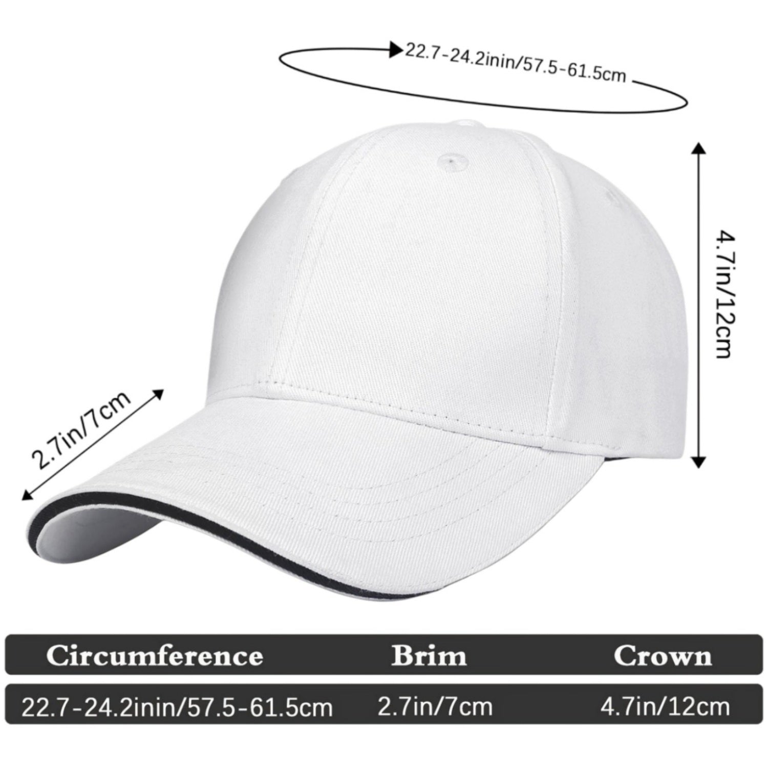 Custom Embroidered or Printed White Baseball Cap | Personalized Sport Hat
