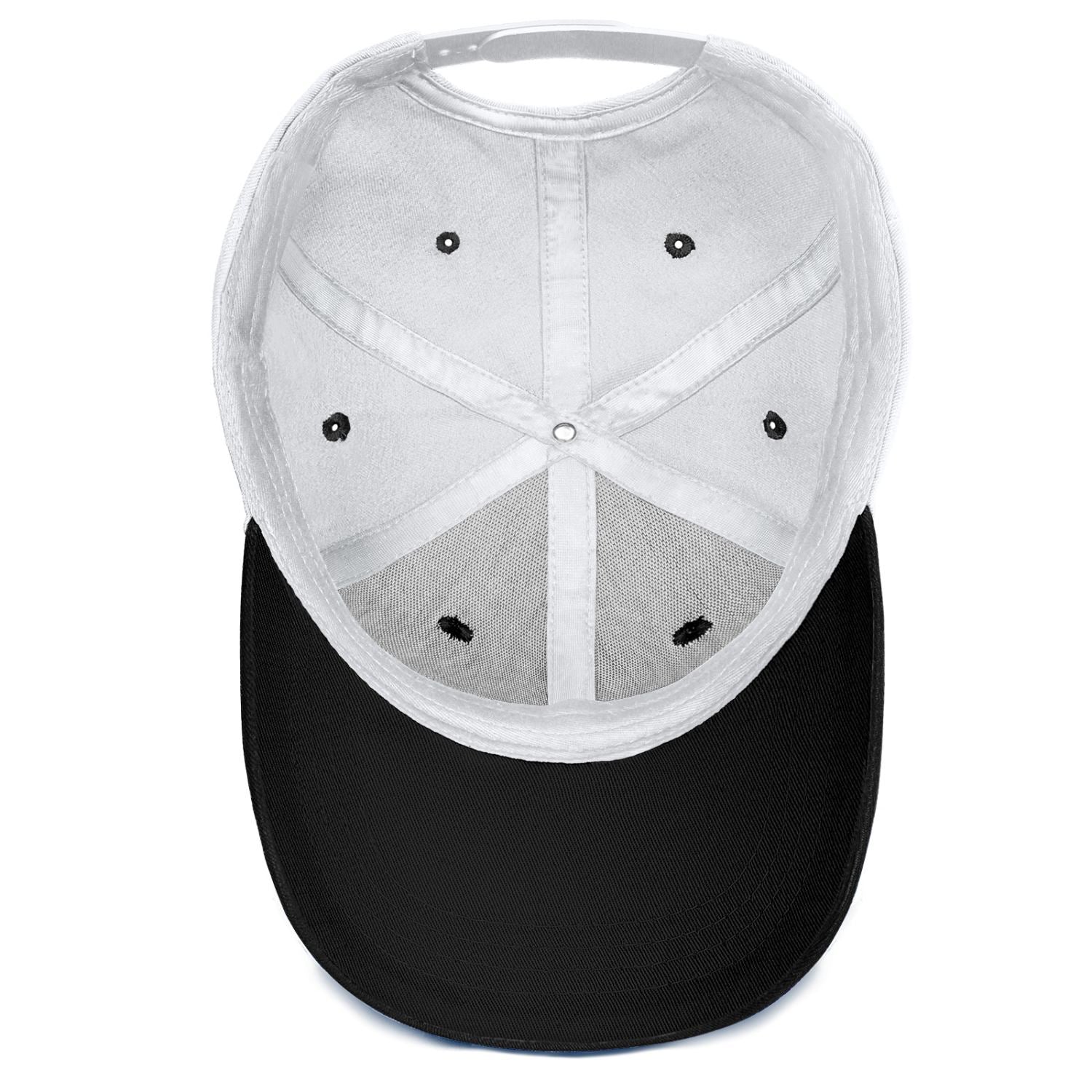 Custom Embroidered or Printed White & Black Color Block Baseball Cap | Personalized Sport Hat