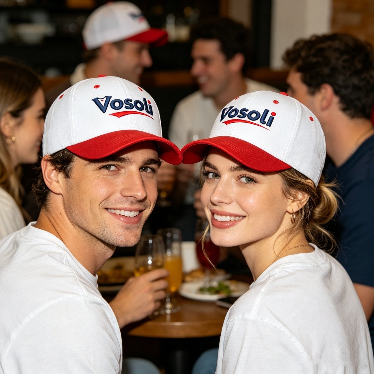 Custom Embroidered or Printed White & Red Color Block Baseball Cap | Personalized Sport Hat
