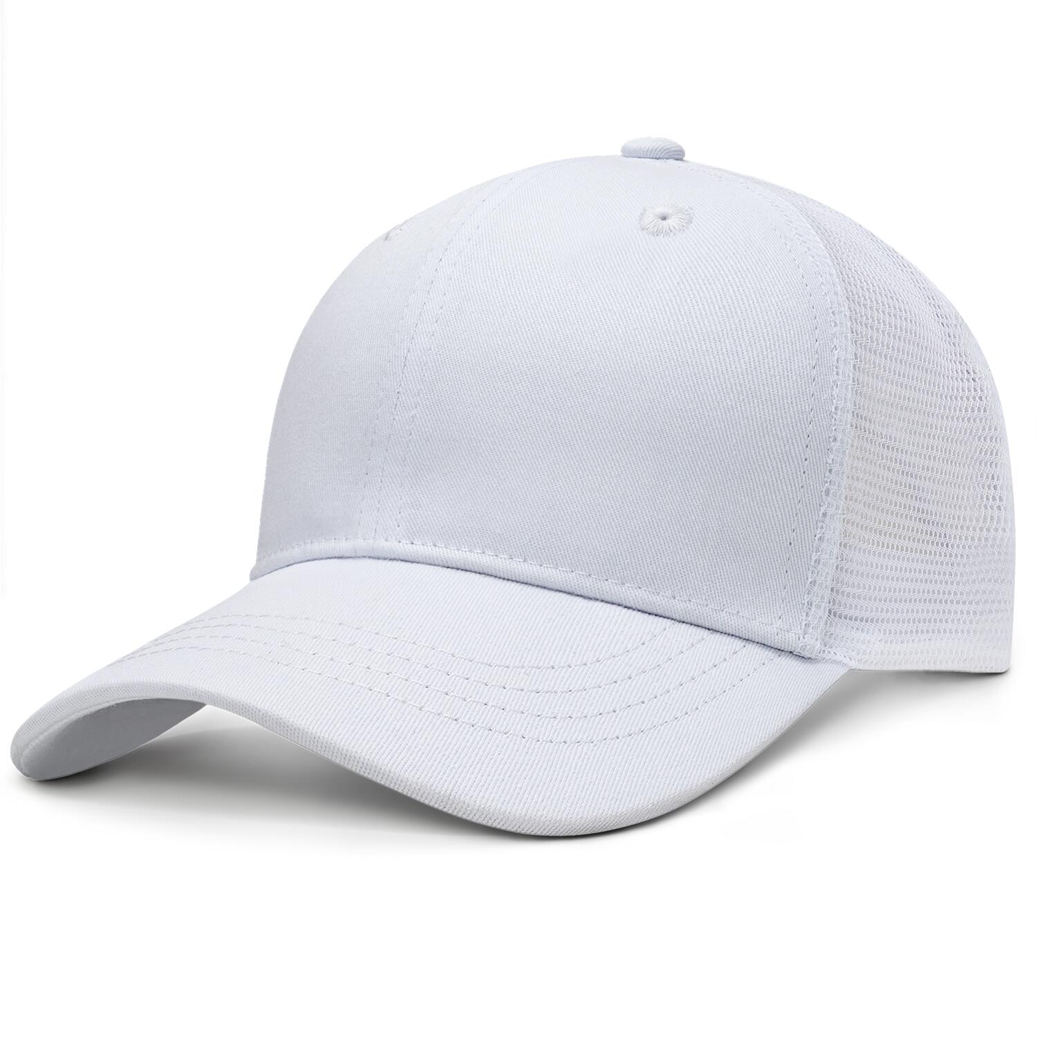 Custom Embroidered or Printed White Trucker Cap | Breathable Mesh Cap