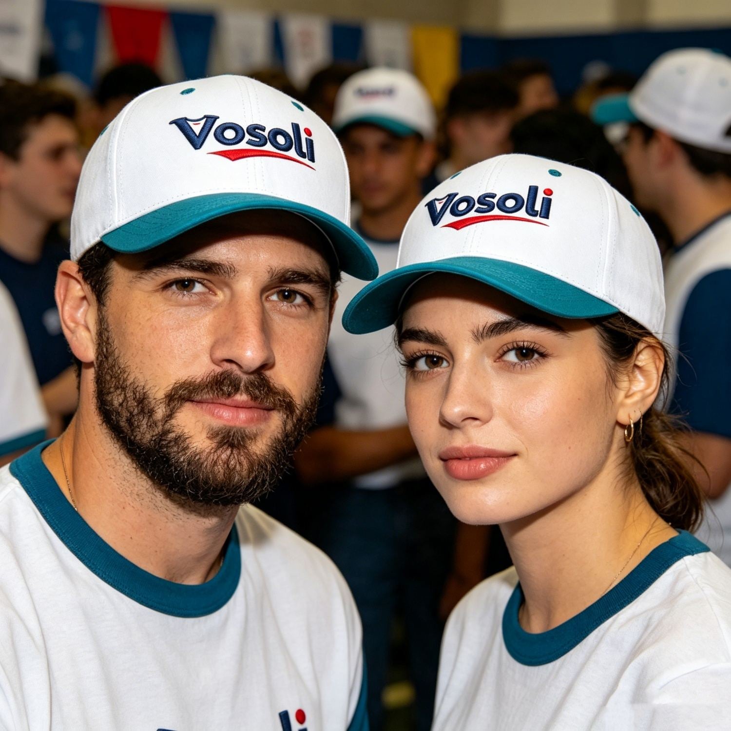 Custom Embroidered or Printed White & Turquoise Deep Brim Baseball Cap | Personalized Sport Hat