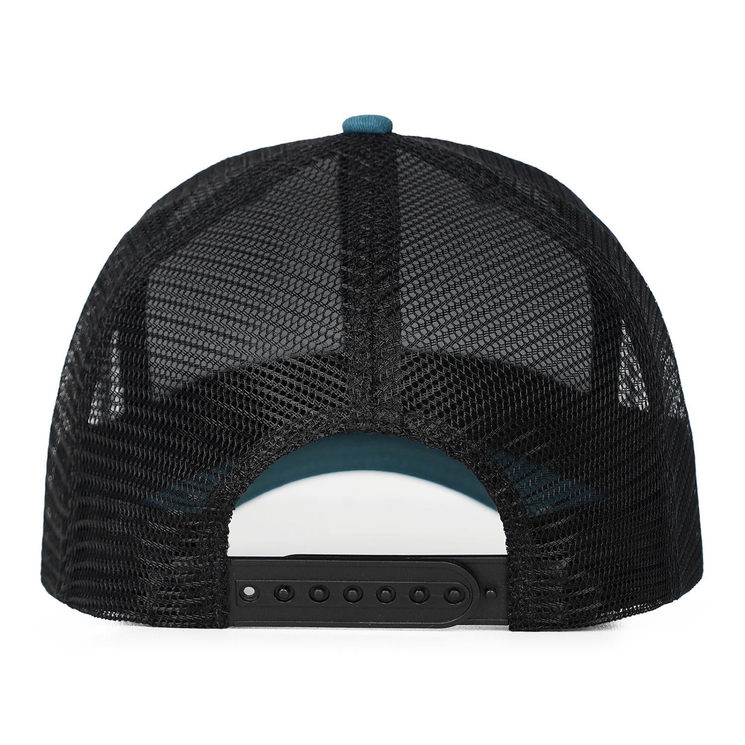Custom Embroidered or Printed Teal & Black Trucker Cap | Breathable mesh cap