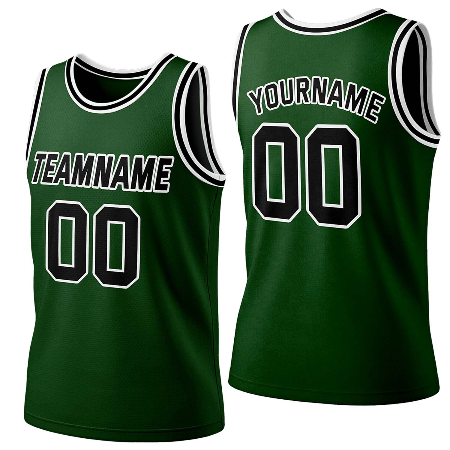 Custom forestgreen-black mesh basketball jersey by Vosoli | Personalized name & number team uniform for youth & adults