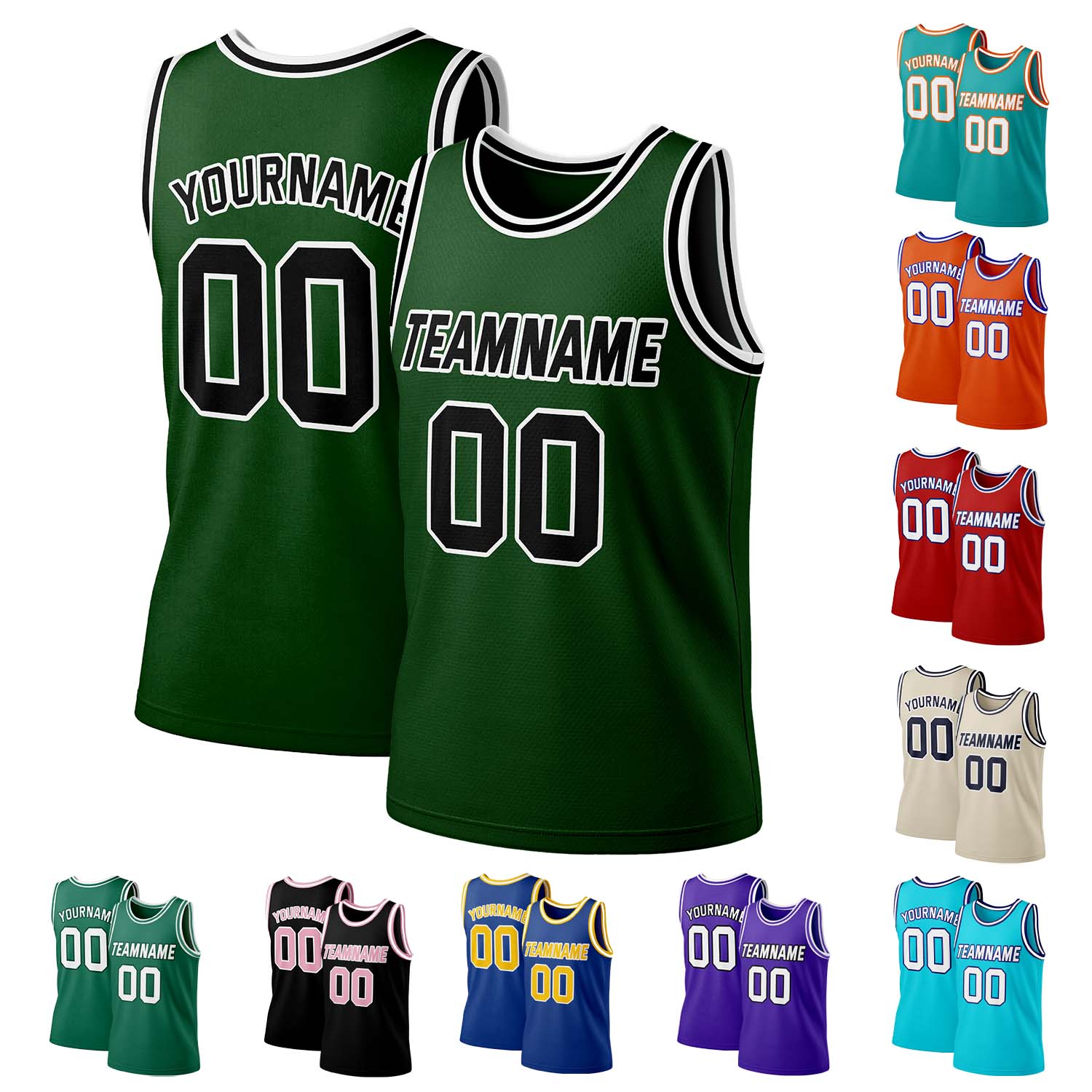 Custom Forest Green & Black Mesh Basketball Jersey | Personalized Team Uniform