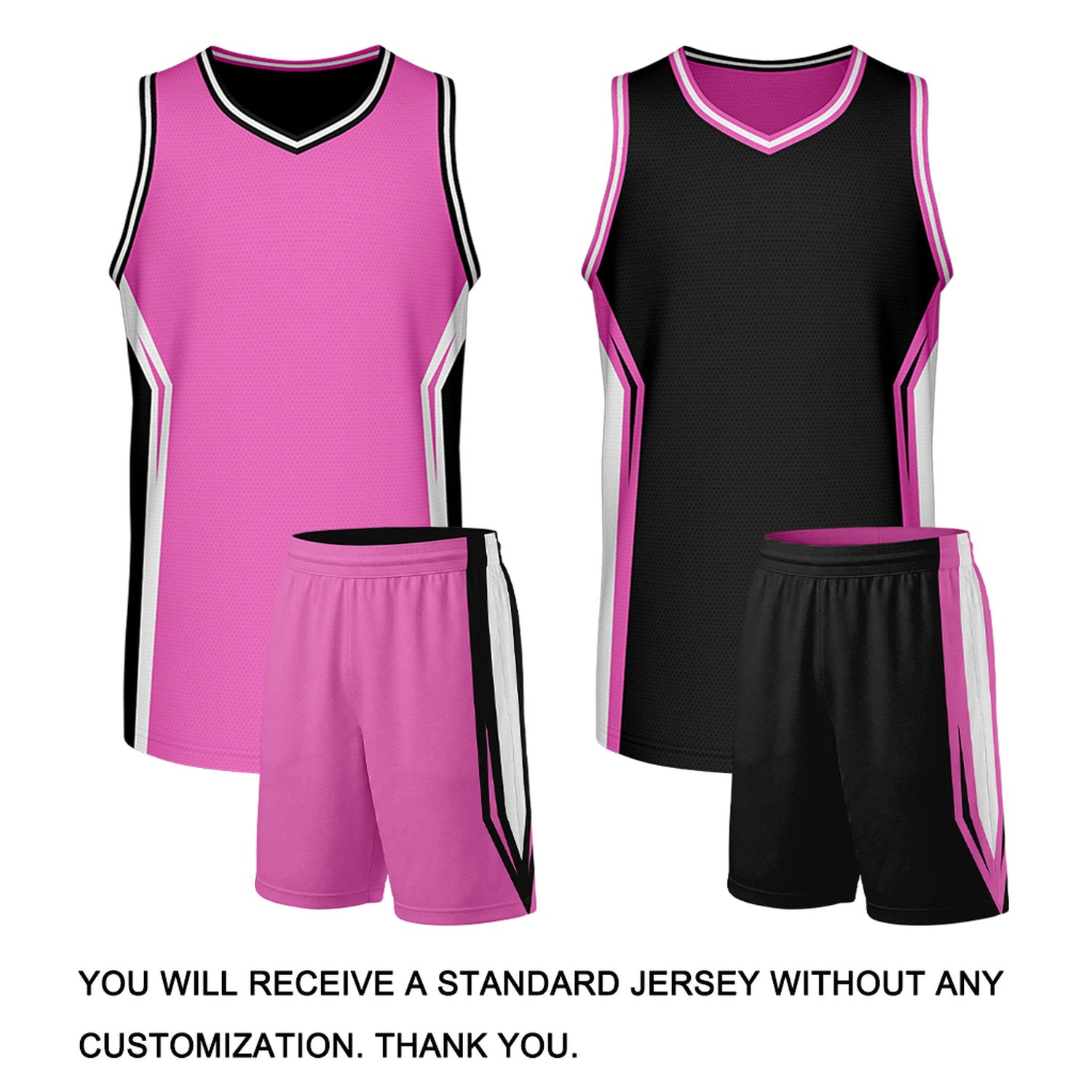 Custom Hot Pink & Black Two Sided Basketball Uniform Set | Personalized Team Uniforms for Adult & Youth