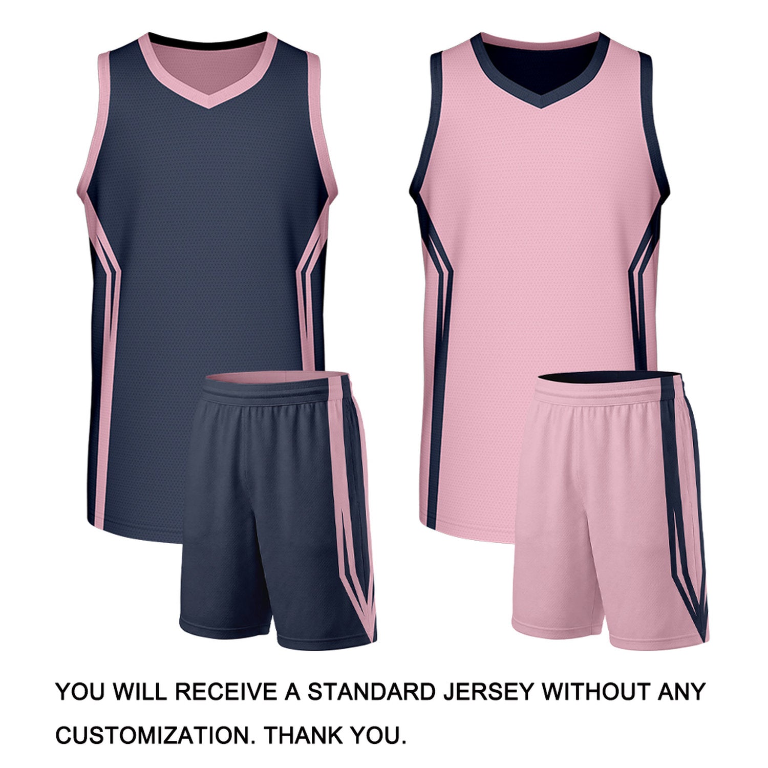 Custom Navy & Light Pink Two Sided Basketball Uniform Set | Personalized Team Uniforms for Adult & Youth