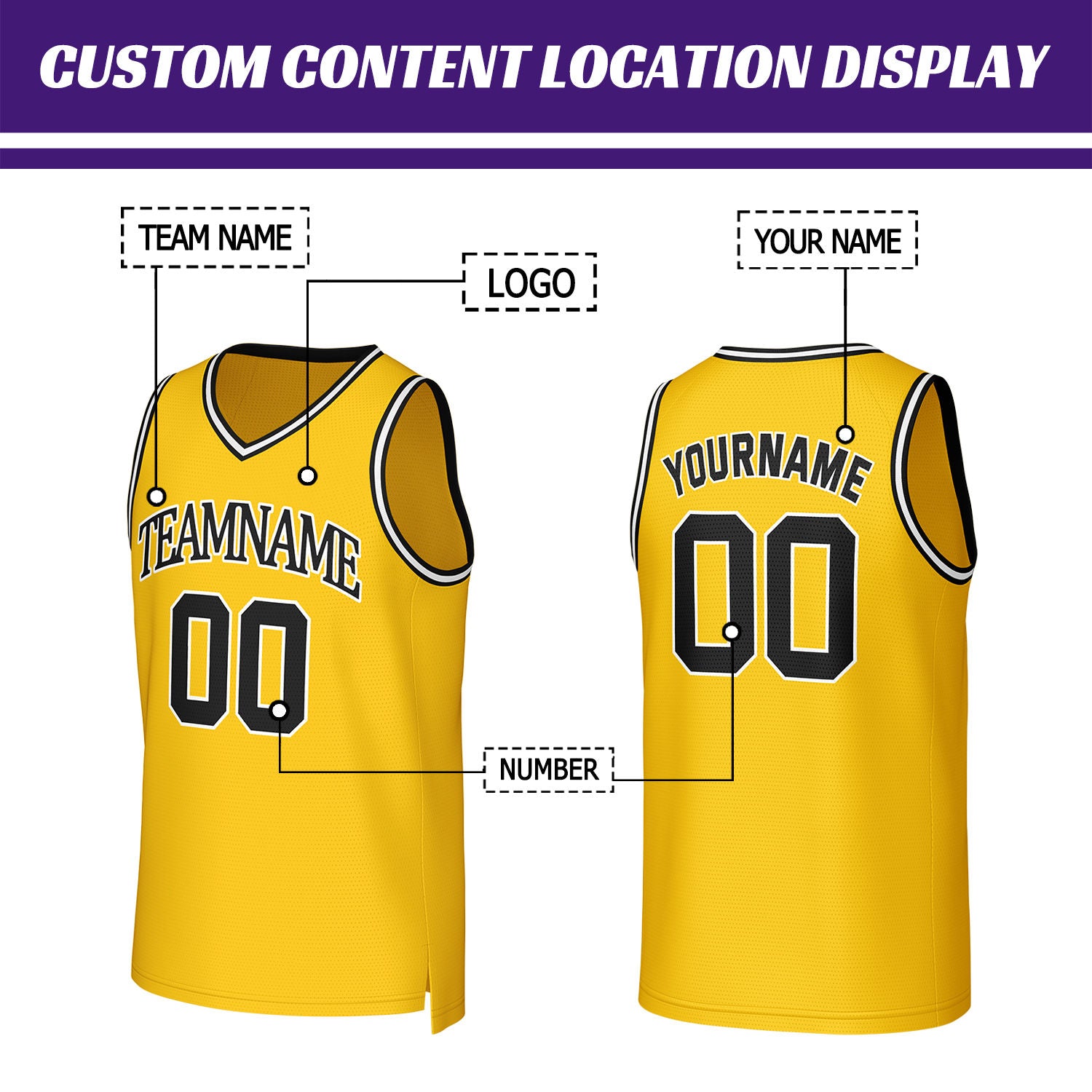 Custom Gold & Black Mesh Basketball Jersey | Personalized Team Uniform