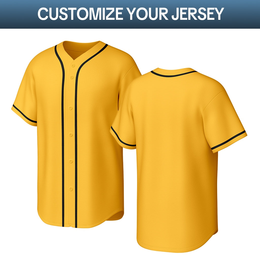 Custom Gold Stitched Baseball Jersey | Personalized Name & Number | Team Uniform