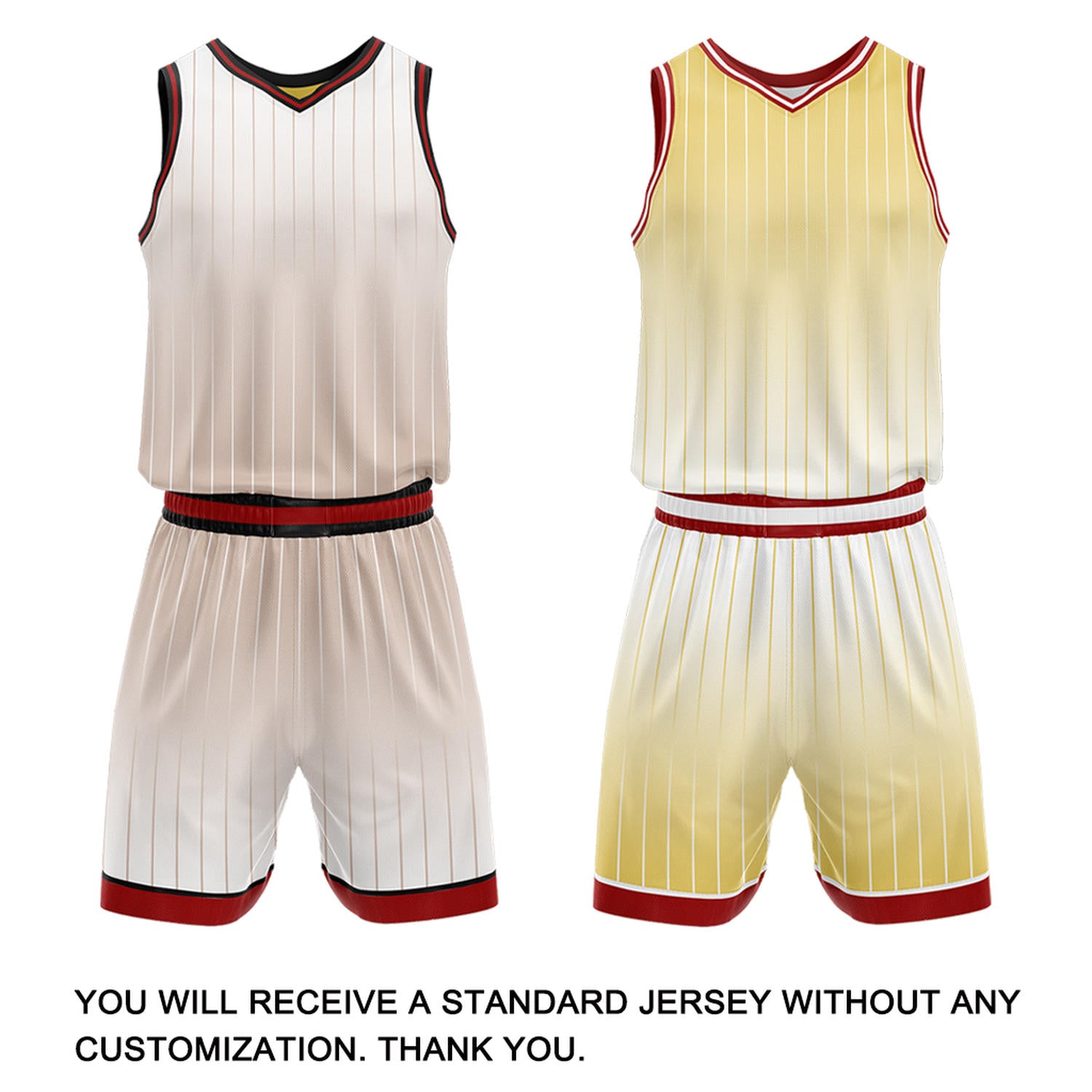 Custom Gradient Cream & Yellow Pinstripe Reversible Basketball Jersey Shorts Set | Personalized Team Uniform