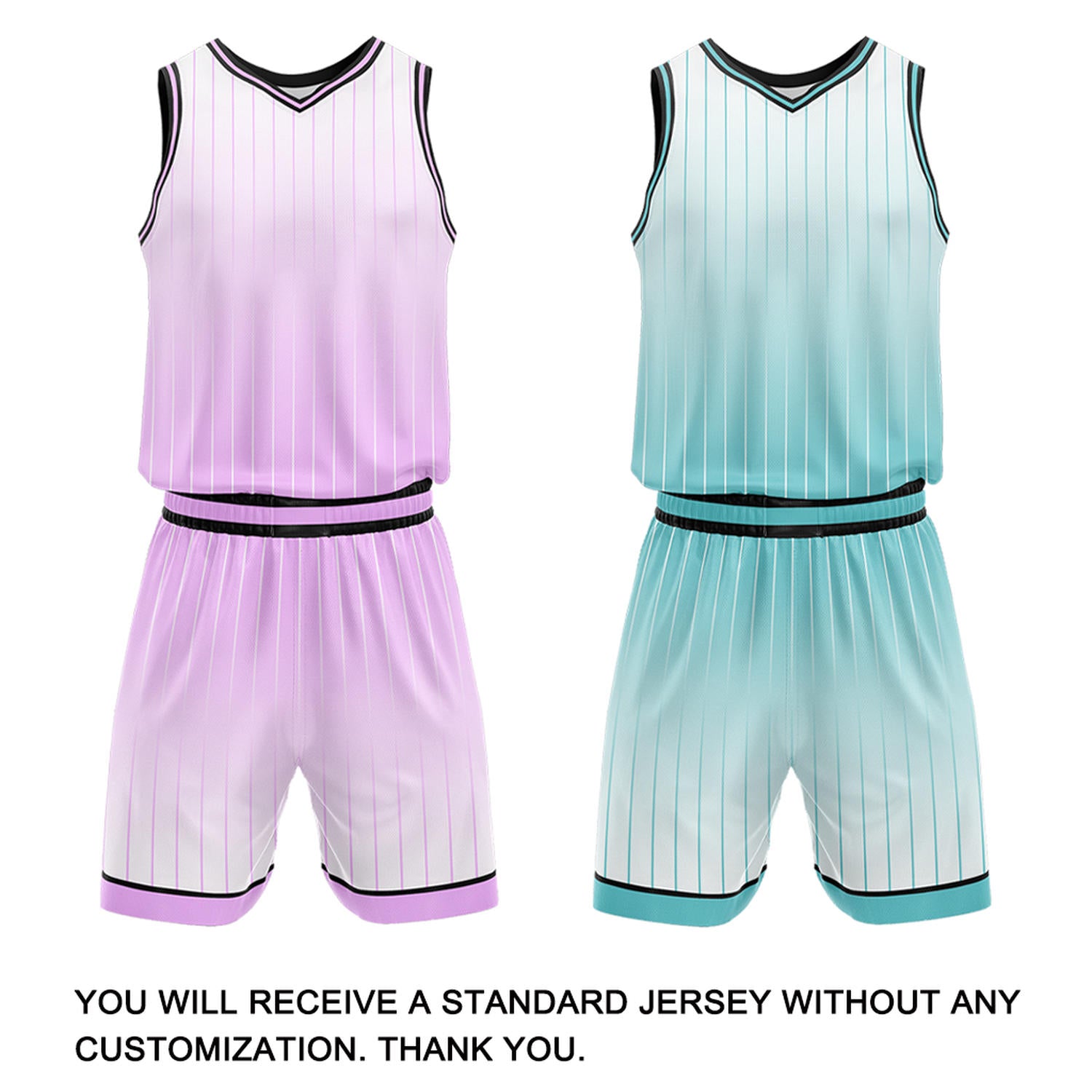Custom Gradient Lavender & Mint Pinstripe Reversible Basketball Jersey Shorts Set | Personalized Team Uniform