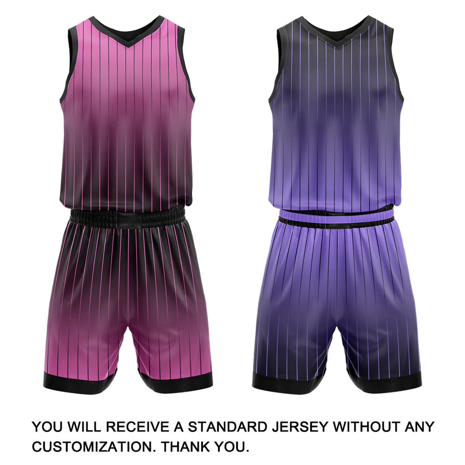 Custom Gradient Pink & Purple Pinstripe Reversible Basketball Jersey Shorts Set | Personalized Team Uniform