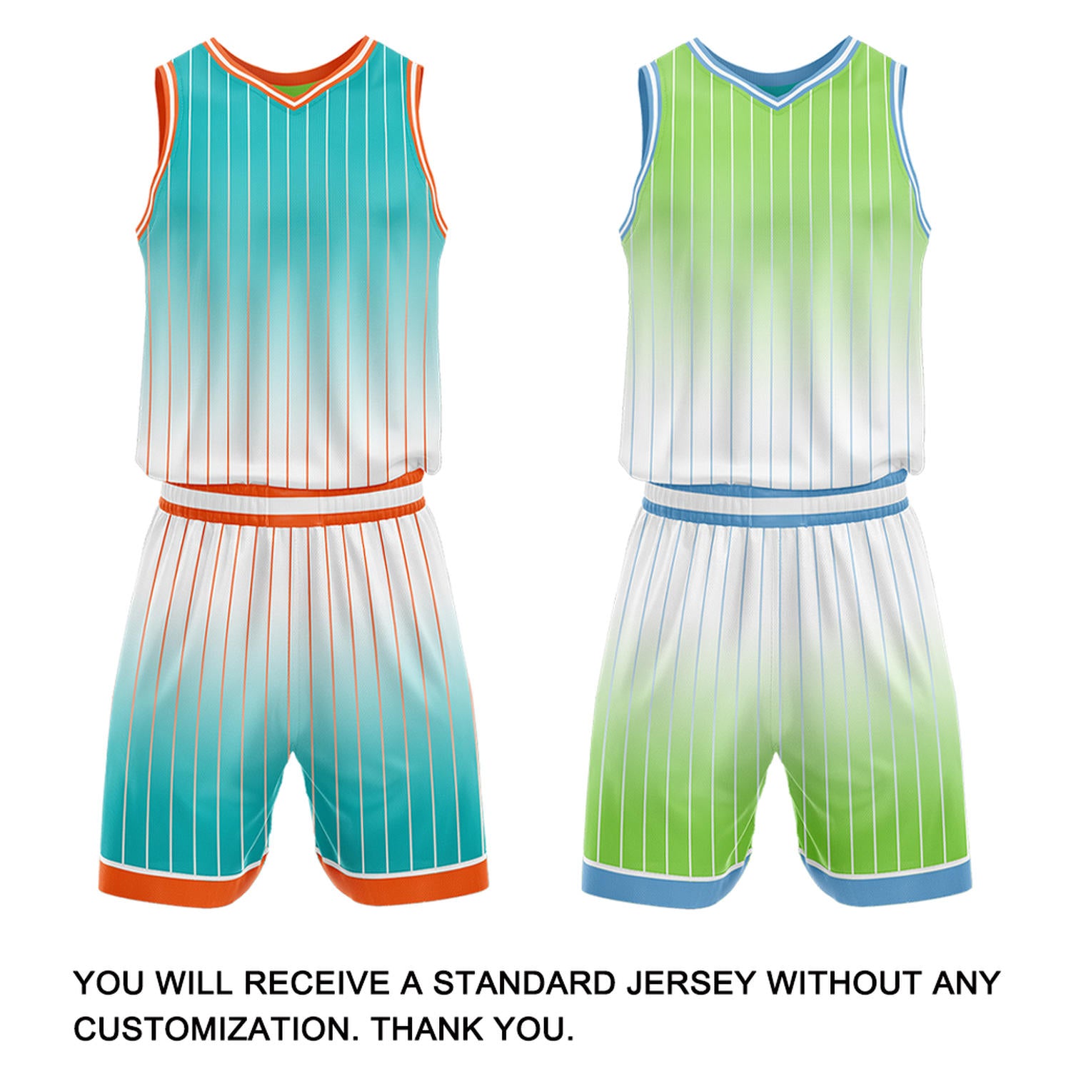 Custom Gradient Turquoise & Green Pinstripe Reversible Basketball Jersey Shorts Set | Personalized Team Uniform