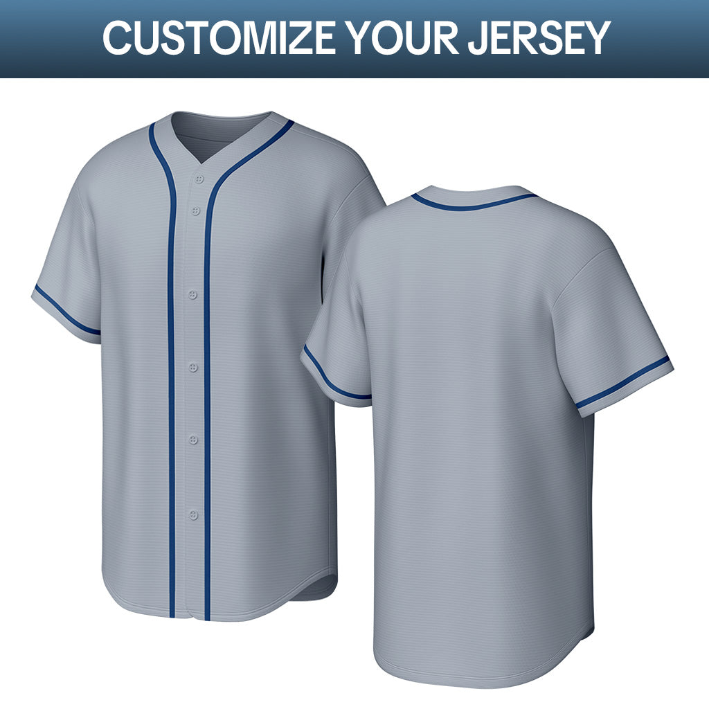Custom Gray Stitched Baseball Jersey | Personalized Name & Number | Team Uniform