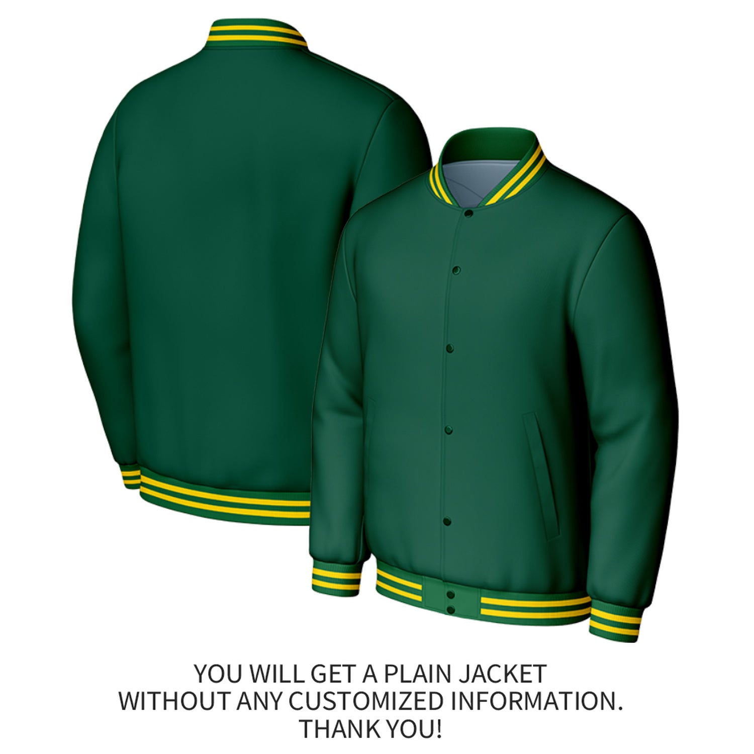 Custom Green Varsity Baseball Jacket | Personalized Jacket with Stitched Name & Number for Adult & Youth