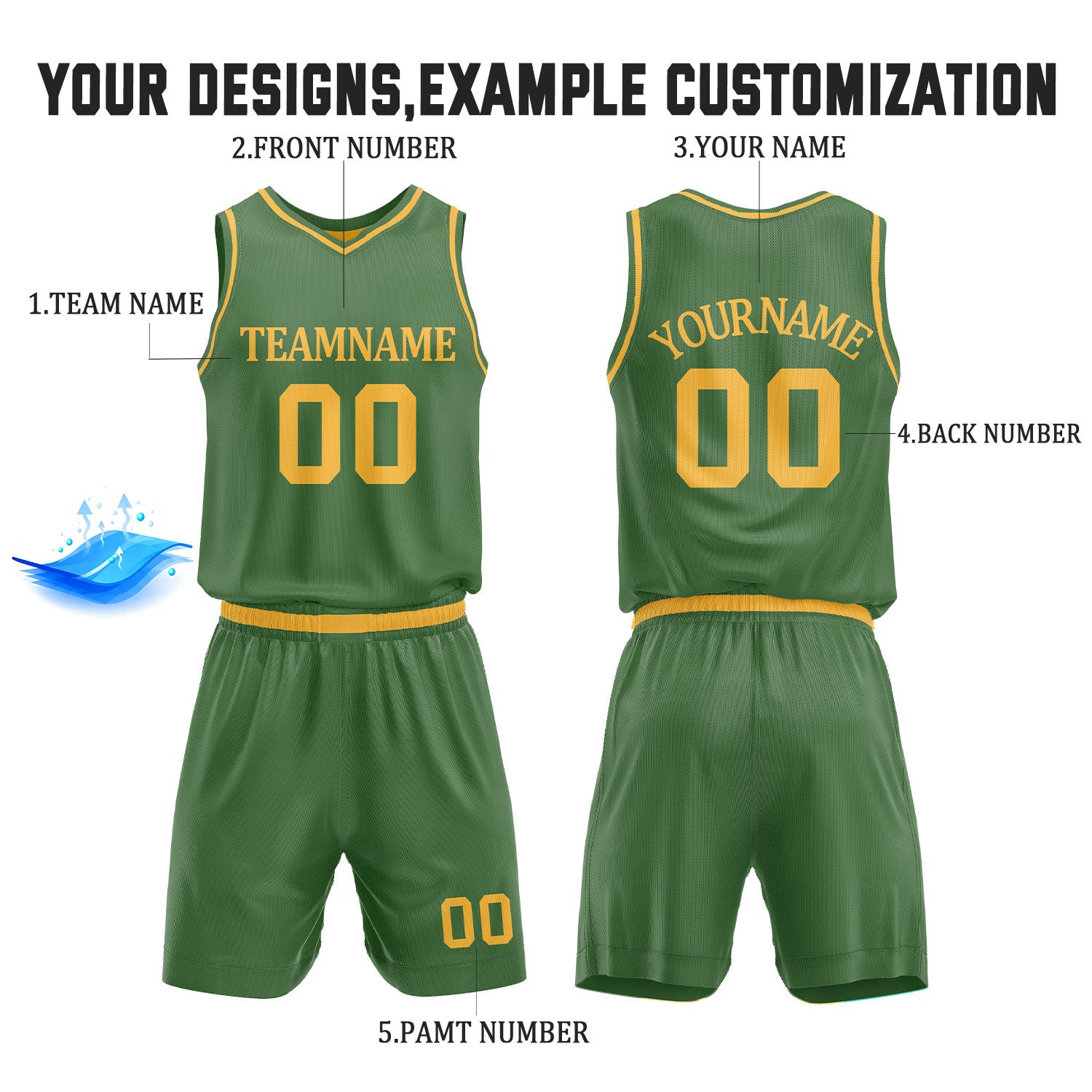 Custom Green & Yellow Reversible Basketball Jersey Shorts Set | Personalized Full Team Uniform
