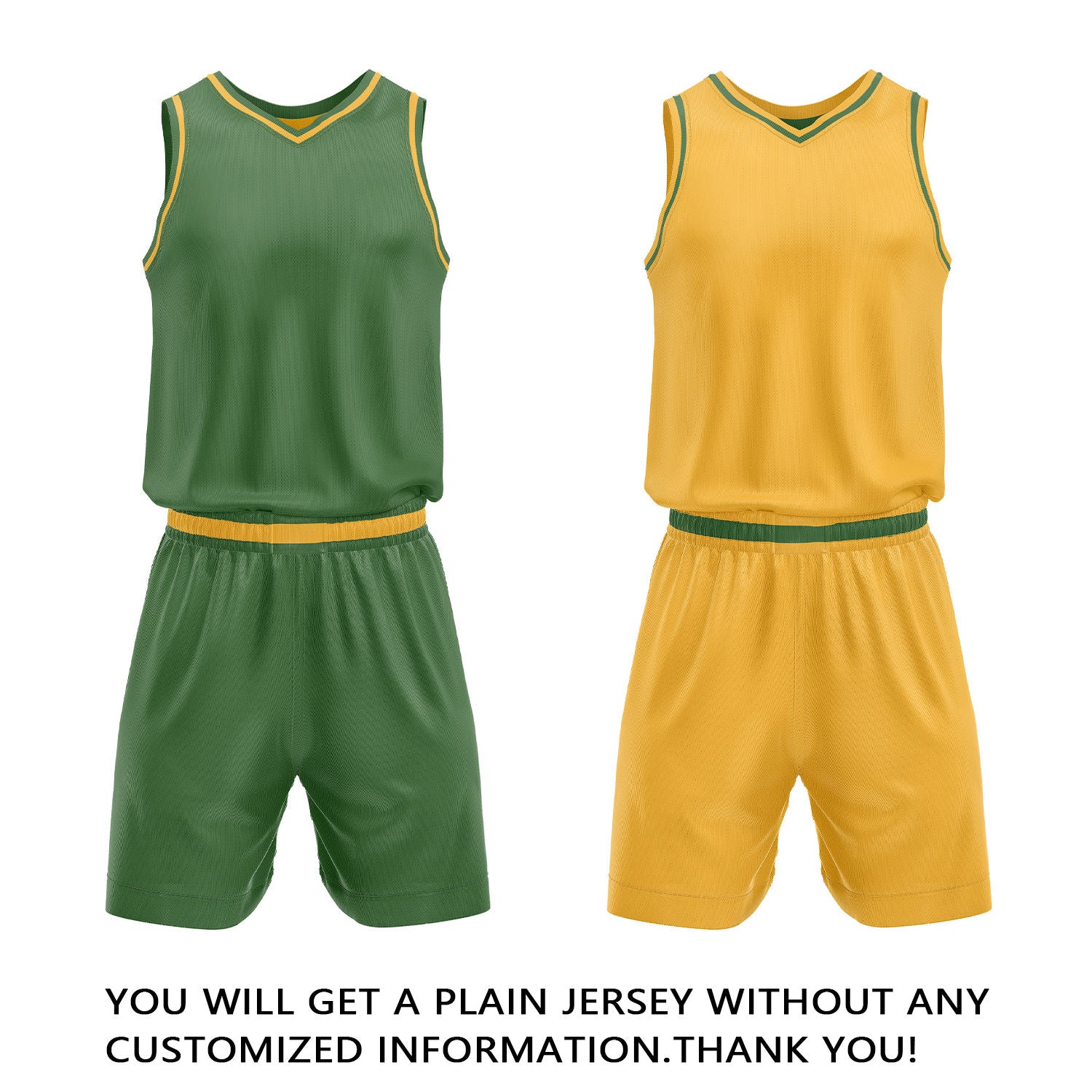 Custom Green & Yellow Reversible Basketball Jersey Shorts Set | Personalized Full Team Uniform