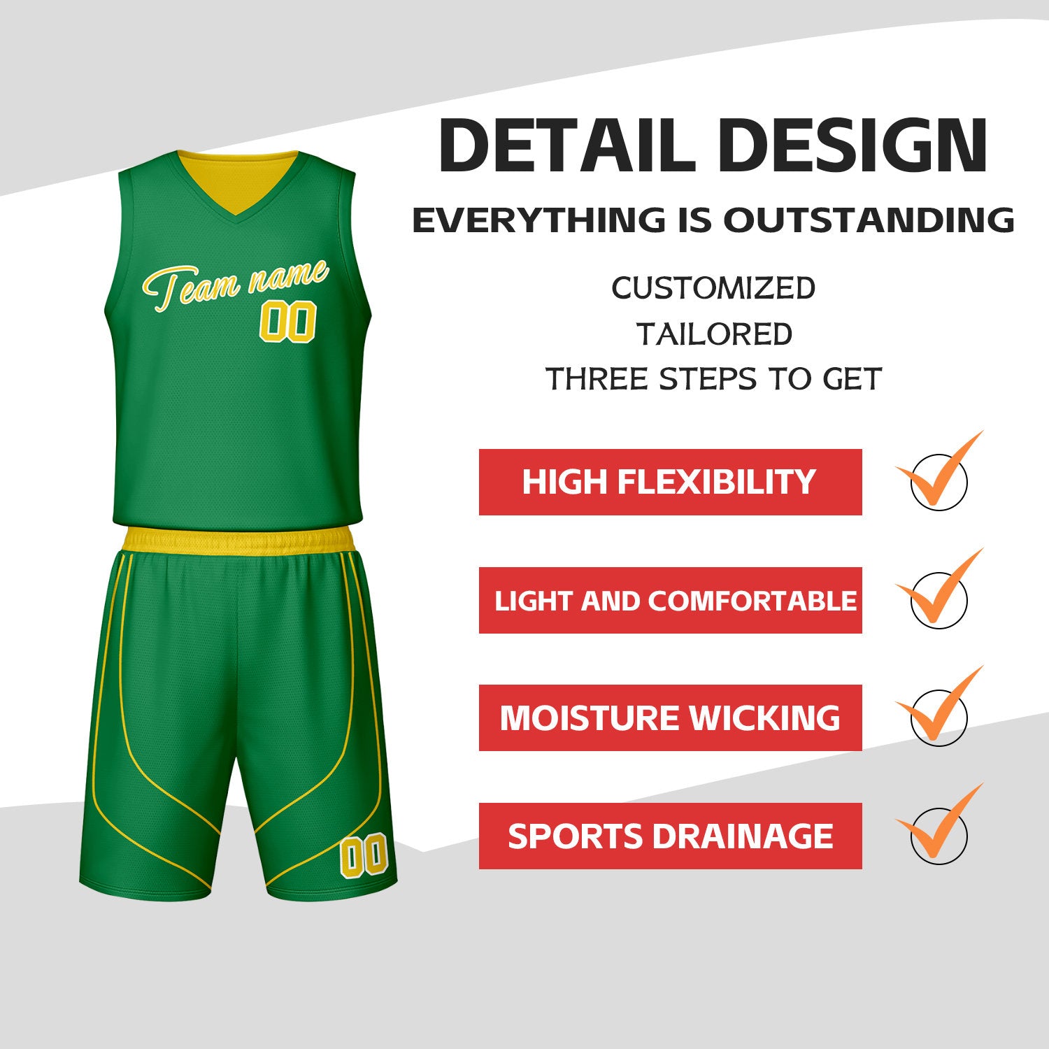 Custom Green & Yellow Reversible Basketball Jersey Shorts Set | Personalized Team Uniform