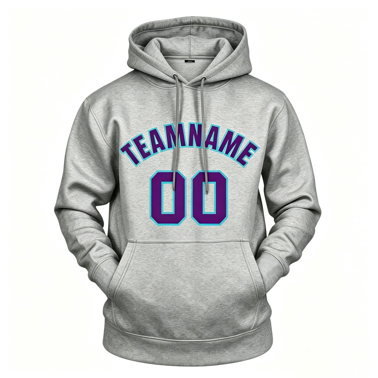 Custom Heather Grey & Purple Hoodie | Personalized Name & Number Sports Pullover | Vosoli